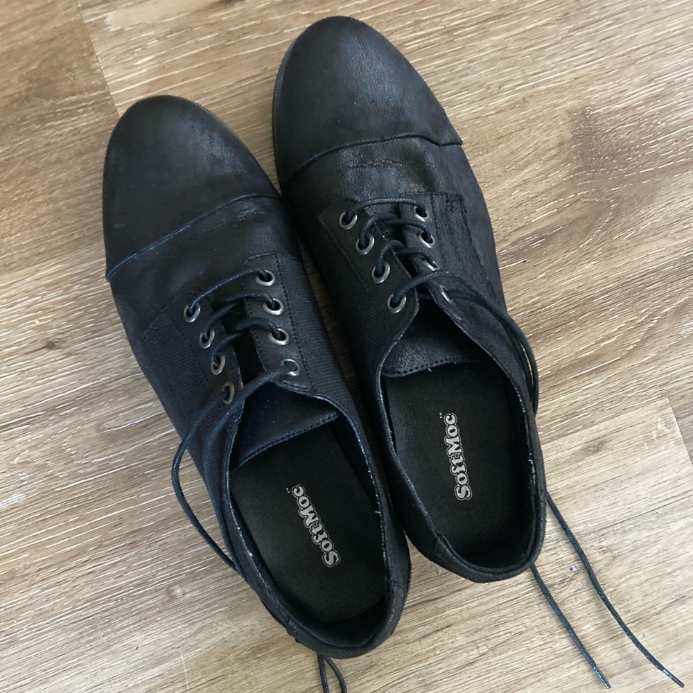 Soft Moc Oxford Black Leather Shoes
